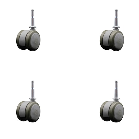 Service Caster 2'' Gray Floor Safe Twin Wheel Casters 5/16 Grip Neck Stem , 4PK SCC-GN02S50-TPR-GRY-4
